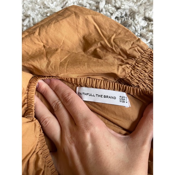 Faithfull the Brand Mariette Mini Dress in Plain Caramel - Picture 6 of 8